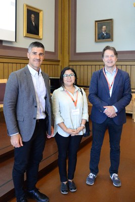 Photo of keynote speakers Barzoo Eliassi, Giannina Munoz Arce and Dirk Holemans