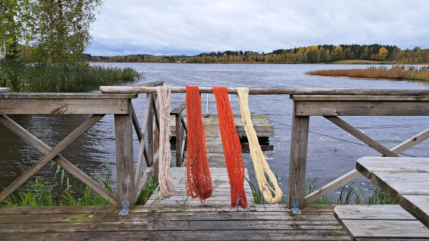 Sienillä voi lankaa värjätä punaiseksi