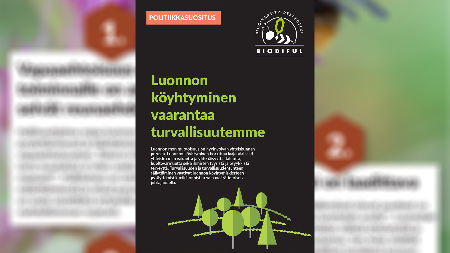 BIODIFUL-hankkeen politiikkasuositus kansilehti