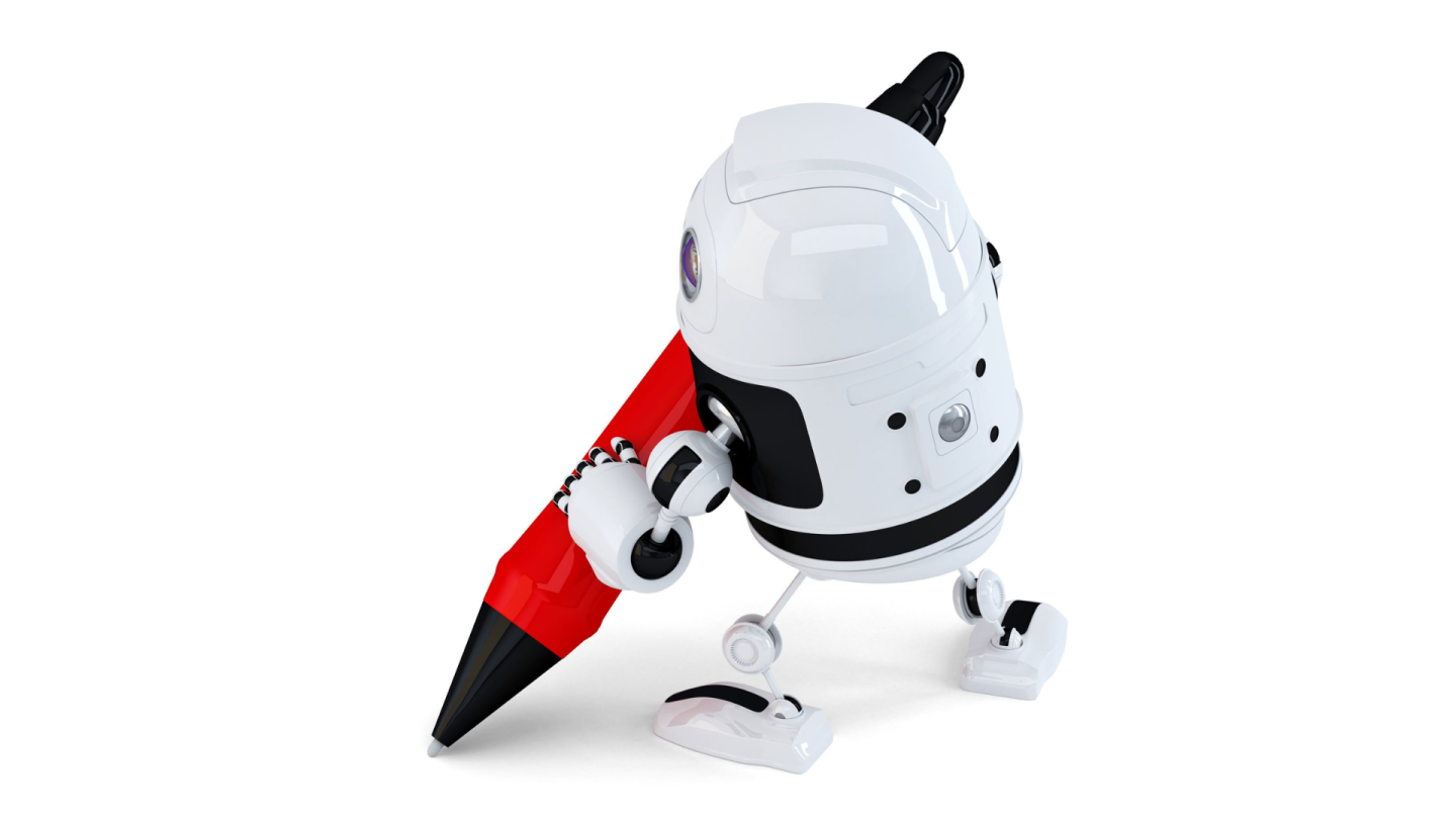 Robotti käyttää kynää. A robot writing with a pen.