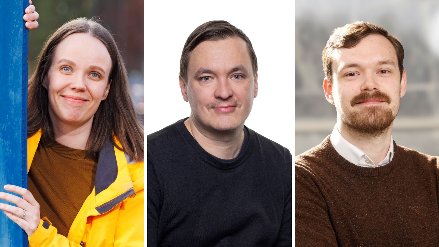 Minna Koivula, Risto Turunen ja Dominic Saari