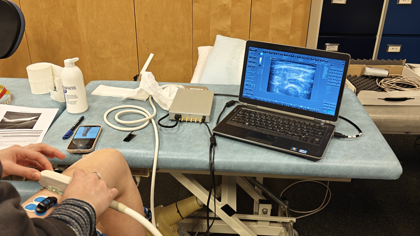 Nurdan placed EMG sensors guided by ultrasound