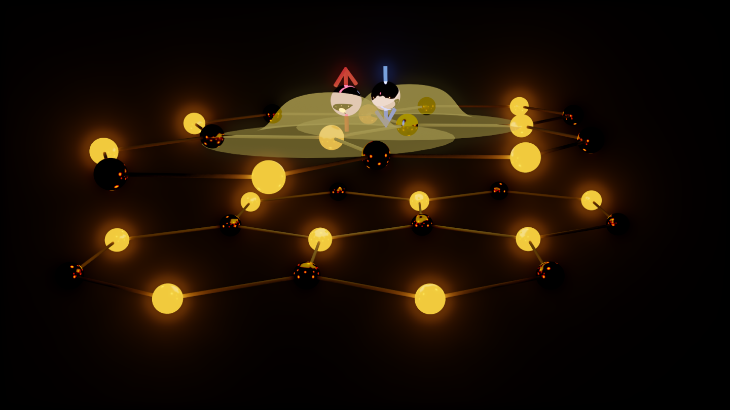 Taiteilijan näkemys kaksikerrosgrafeenista. Kuva: Antti Paraoanu