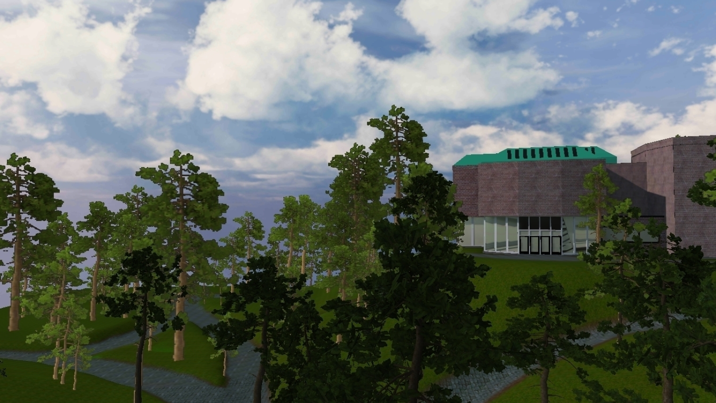 JYUXRkampuksen arkkitehti ja rakentaja Sara Kumpulainen sai toteutukseen vaikutteita Alvar Aallon suunnittelemien kampusrakennusten upeasta ulkomuodosta. Virtuaalikampuksen aloitusmaailmassa onkin Seminaarinmäen tunnelmaa.