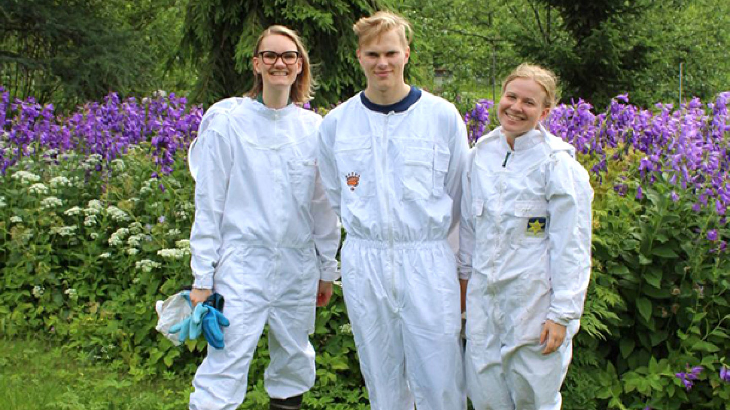 Emma Kynkäänniemi (vas.), Vertti Seppälä ja Janita Hämäläinen kuhnureiden kuvausmatkalla. Videosarjalla halutaan jakaa tietoa kuhnureista ja niiden käyttömahdollisuuksista.