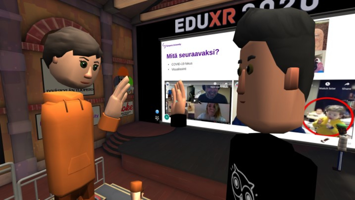 Kohtaamisia ja virtuaalista läheisyyttä. COVID-19:sta ei ollut huolta, kun ihmiset tapasivat virtuaalitodellisuudessa toisiaan ja heittelevät yläviitosia.