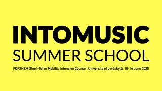 Yellow and black logo of the INTOMUSIC Summer School FORTHEM Short-Term Mobility Intensive Course