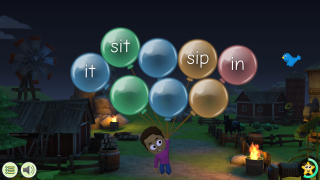 Kuva englanninkielisestä GraphoLearn englanti foneemi -pelistä