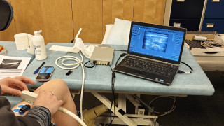 Nurdan placed EMG sensors guided by ultrasound