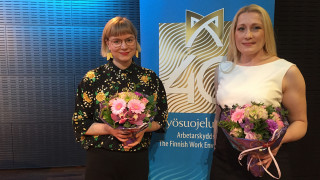Tessa Horila ja Monika von Bonsdorff palkitsemistilaisuudessa Helsingissä 8.5.2019.