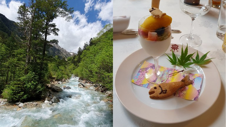Beautiful Japanese mountain streams and desserts with charr