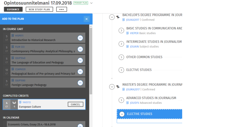 Add to studyplan