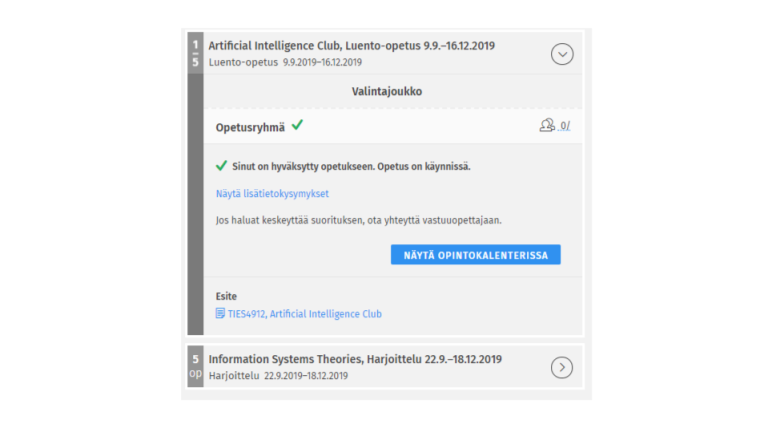 Aktiiviset opinnot