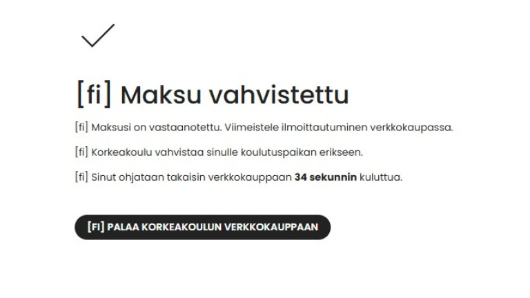 Kuvankaappaus opintosetelimaksun onnistumisesta.