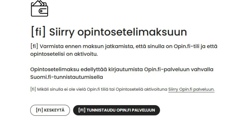 Kuvankaappaus Opin.fi-palveluun kirjautumisesta.