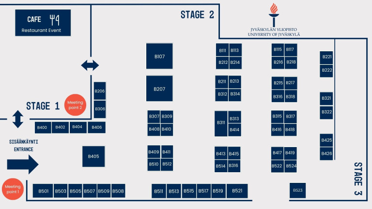 Map of the event area with locations of stages and exhibition booths