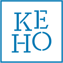 Keho logo. Kirjaimet sinisellä värillä. 