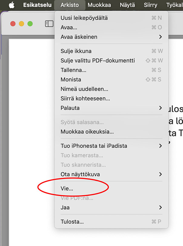 PDF/Atiedoston luominen MS Word for MAC ohjelmalla