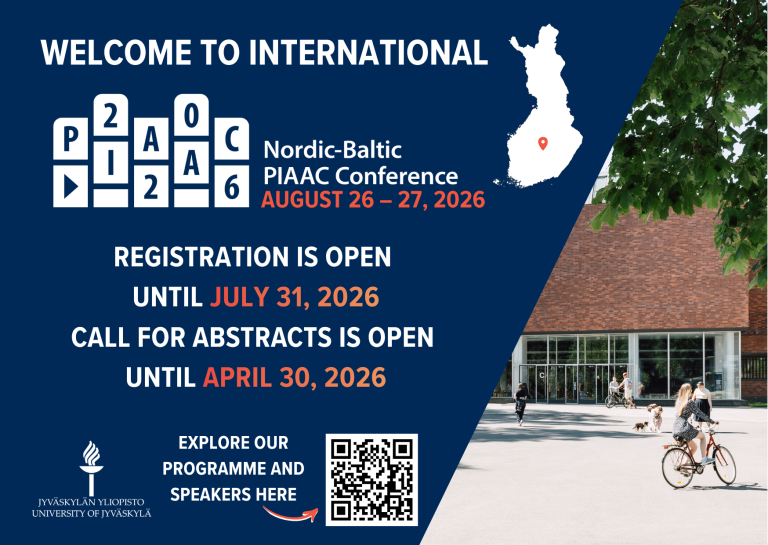 Nordic Baltic PIAAC Conference, August 2628, 2026. Registration is open until July 31.