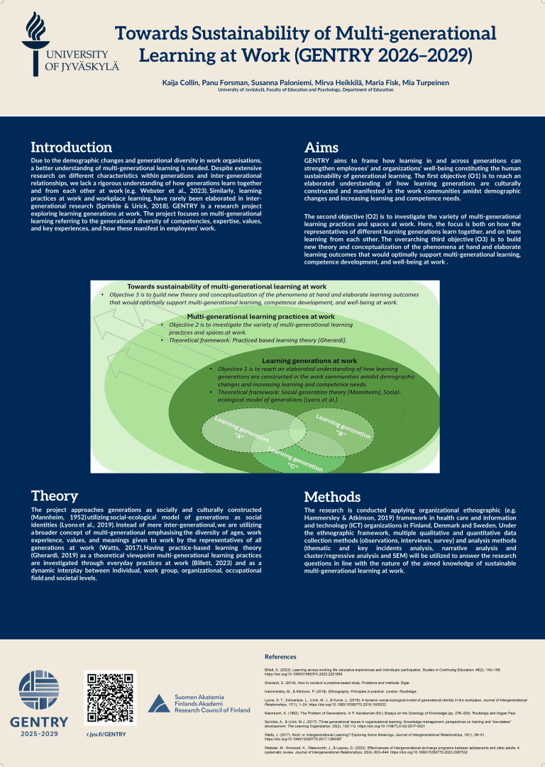 A poster outlining the Gentry research project aims and objectives